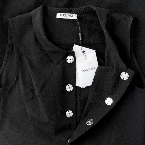 Max & Moi Sleeveless Collared Half Placket Shift Dress Black Sz 2 US/36 FR *NWT* - Picture 5 of 8